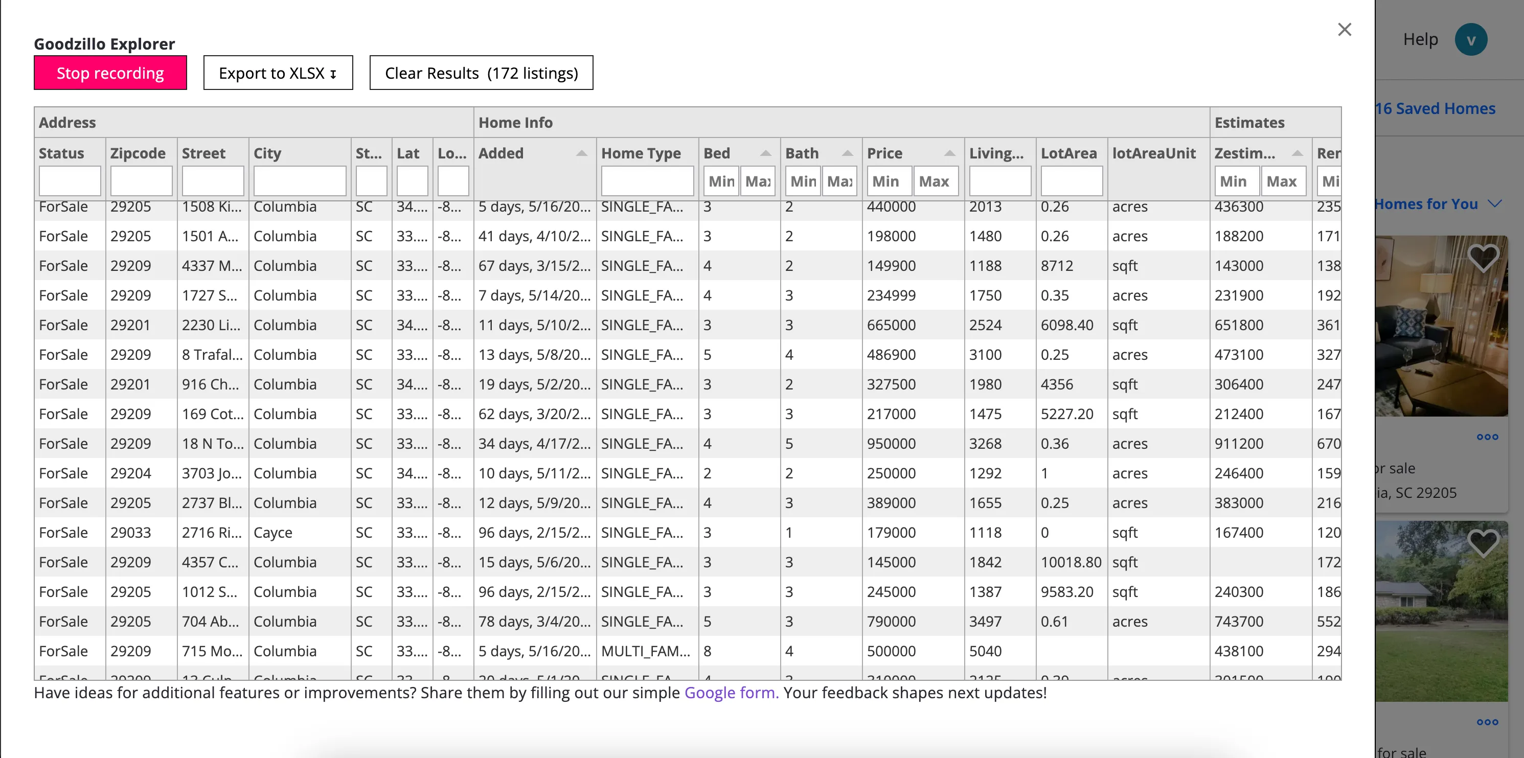 Screenshot Table